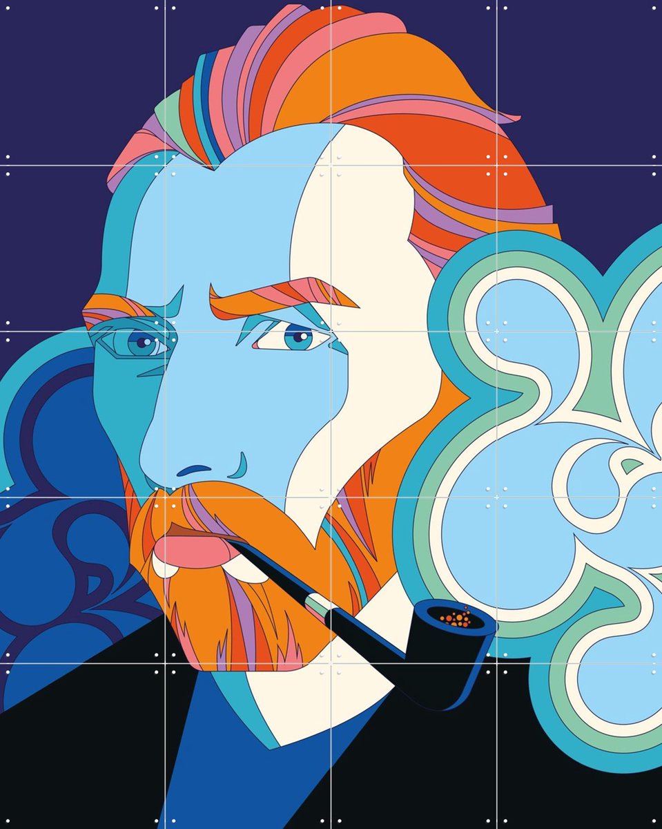 IXXI Van Gogh Portrait, Bo Lundberg & Van Gogh 21st Century - 80 x 100 cm - Gratis ophangtool - Grote wanddecoratie en posters - Cartoonesk