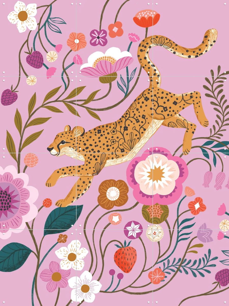 IXXI Cheetah, Bethan Janine - 60 x 80 cm - Gratis ophangtool - Grote wanddecoratie en posters - Fantasierijk, Illustraties, Speels, Grafisch Ontwerp
