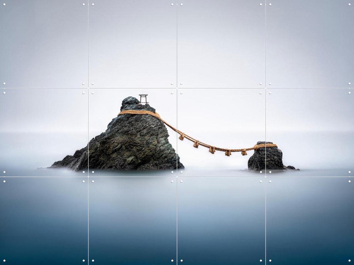 IXXI Meoto Iwa Wedded Rocks, Jan Becke - 80 x 60 cm - Gratis ophangtool - Grote wanddecoratie en posters - Fotografie, Minimalisme, Slaapkamer