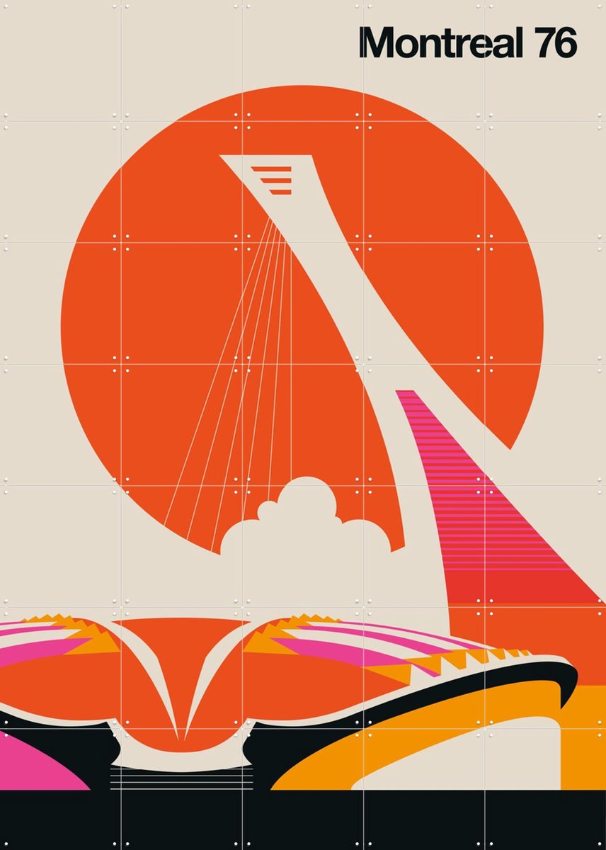 IXXI Montreal 76, Bo Lundberg - 100 x 140 cm - Gratis ophangtool - Grote wanddecoratie en posters - Geometrische Kunst, Vintage, Illustraties