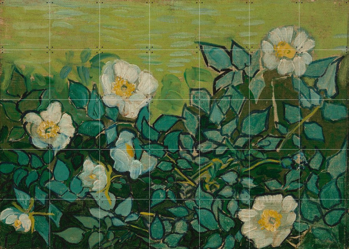 IXXI Wilde rozen (1889), Vincent van Gogh (1853 - 1890) & Van Gogh Museum - 140 x 100 cm - Gratis ophangtool - Grote wanddecoratie en posters -