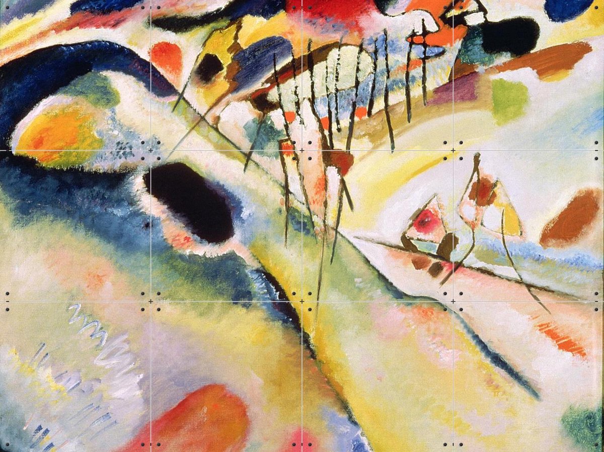 IXXI Landscape, Kandinsky & Bridgeman Images - 80 x 60 cm - Gratis ophangtool - Grote wanddecoratie en posters - Abstract, Olieverf, Kleurrijk