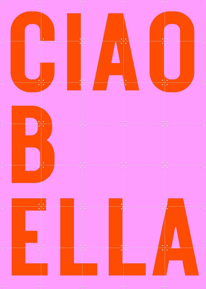 IXXI Ciao Bella Pink, Ohkimiko & Various - 100 x 140 cm - Gratis ophangtool - Grote wanddecoratie en posters - Speels, Grafisch Ontwerp, Typografie