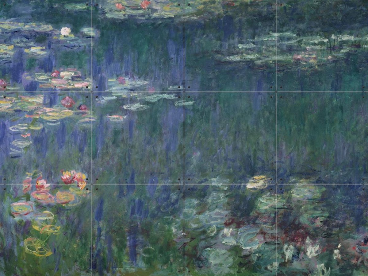IXXI Waterlilies Green Reflections, Claude Monet & Bridgeman Images - 80 x 60 cm - Gratis ophangtool - Grote wanddecoratie en posters - Olieverf