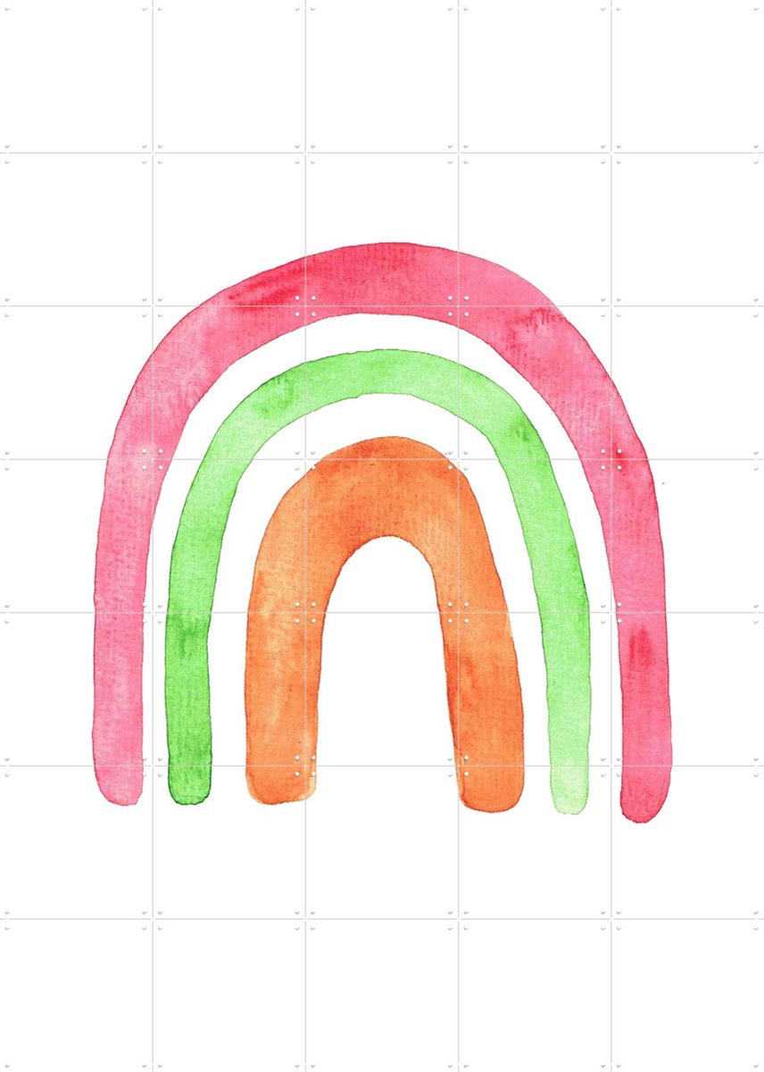 IXXI Pink Rainbow, BAINAI - 100 x 140 cm - Gratis ophangtool - Grote wanddecoratie en posters Babykamer, Kinderkamer, Kinderen, Kinderen