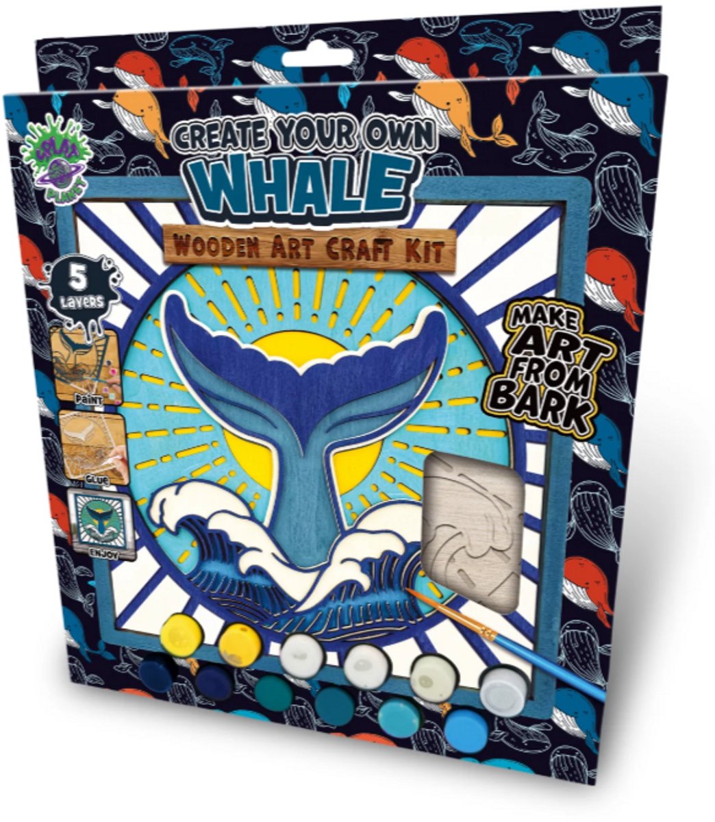 Splat Planet Wood Art Set Walvis 27 x 26 x 3,5 cm