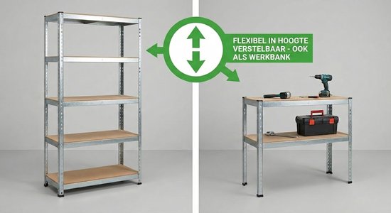 Monza Home® Rayonnage Métallique – Étagère de Rangement 5 Niveaux – 75x30x150 cm – 650 kg – Gris Argenté