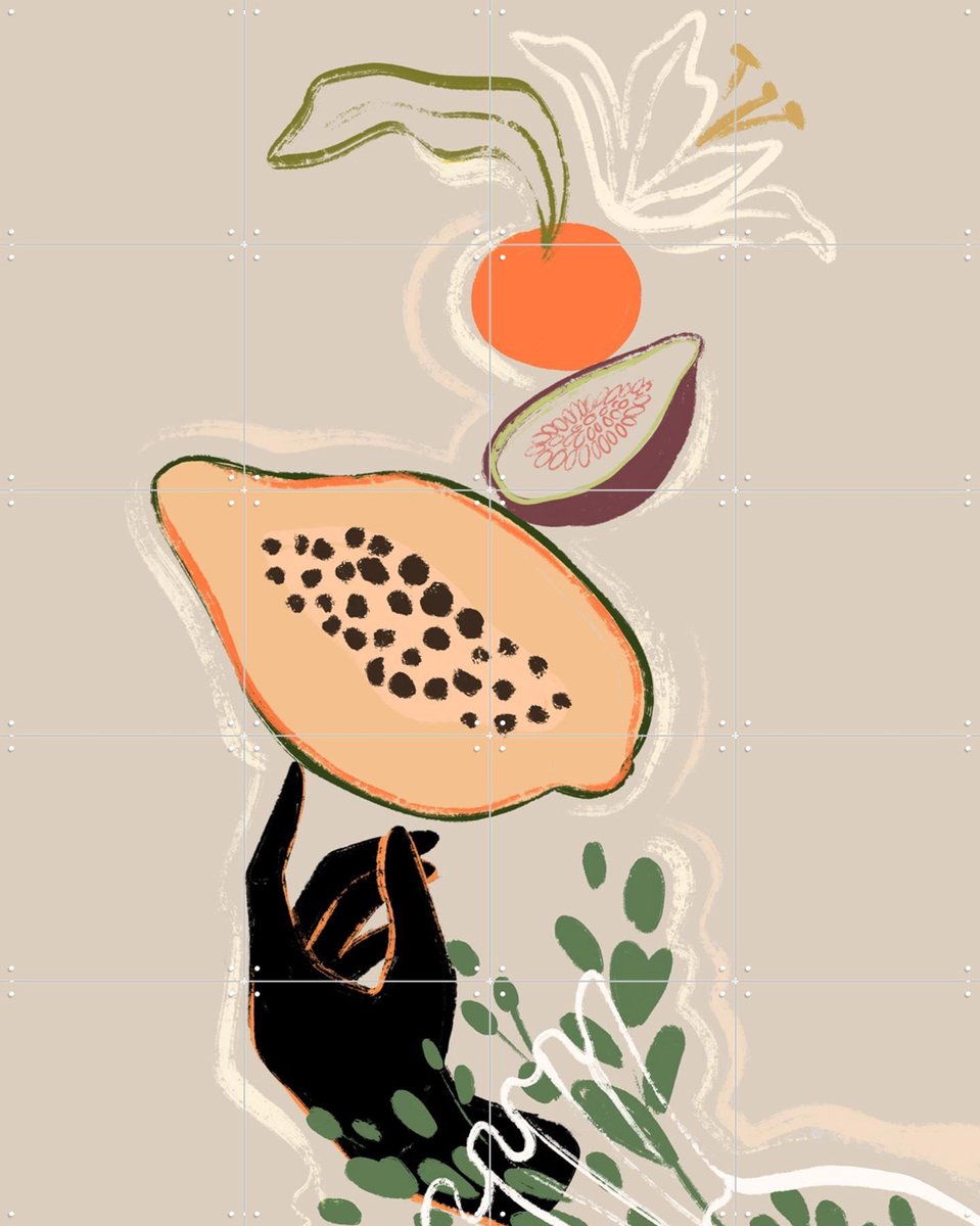 IXXI Balancing Fruits, Arty Guava - 80 x 100 cm - Gratis ophangtool - Grote wanddecoratie en posters - Vintage, Botanisch, Eten & Drinken, Bloemen