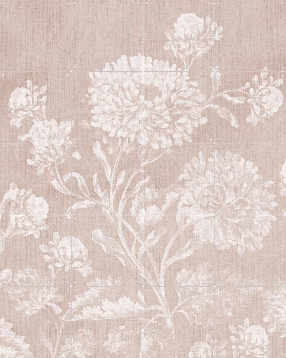 IXXI Faded baroque flowers, Bloomery Decor - 80 x 100 cm - Gratis ophangtool - Grote wanddecoratie en posters - Vintage, Bloemen