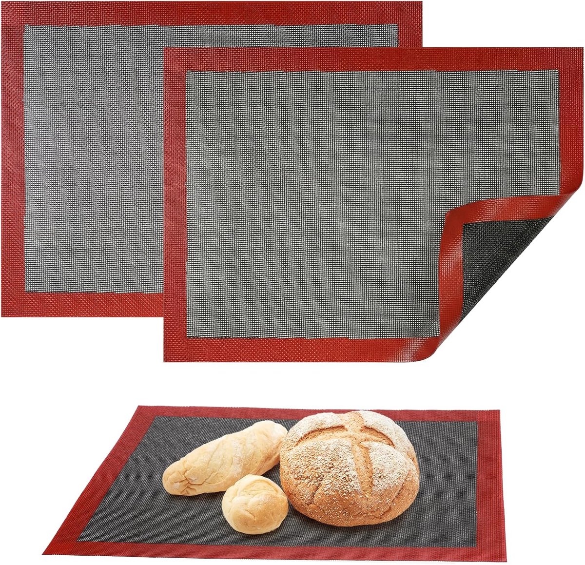 2-delige bakmat - ademende bakmat - holle ovenmat met antiaanbaklaag - herbruikbaar - mesh-ontwerp - bakgereedschap - kan worden gebruikt om brood/pizza/koekjes te maken - 30*40cm