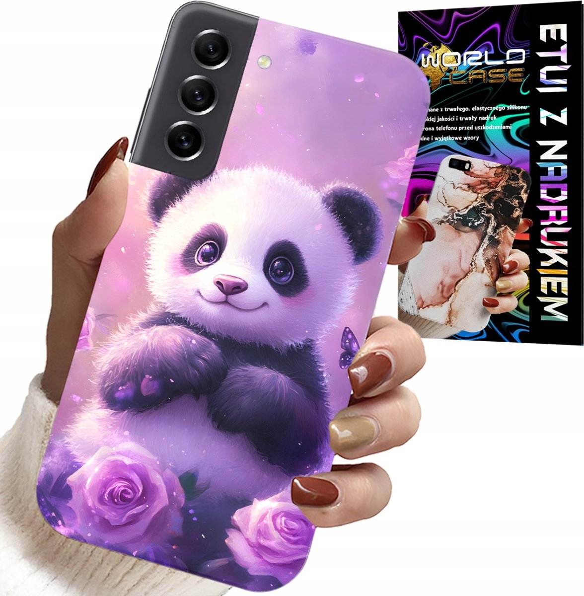 HOESJE VOOR SAMSUNG GALAXY S22 - LEUKE PANDA-PATRONEN VOOR KINDEREN + GLAS