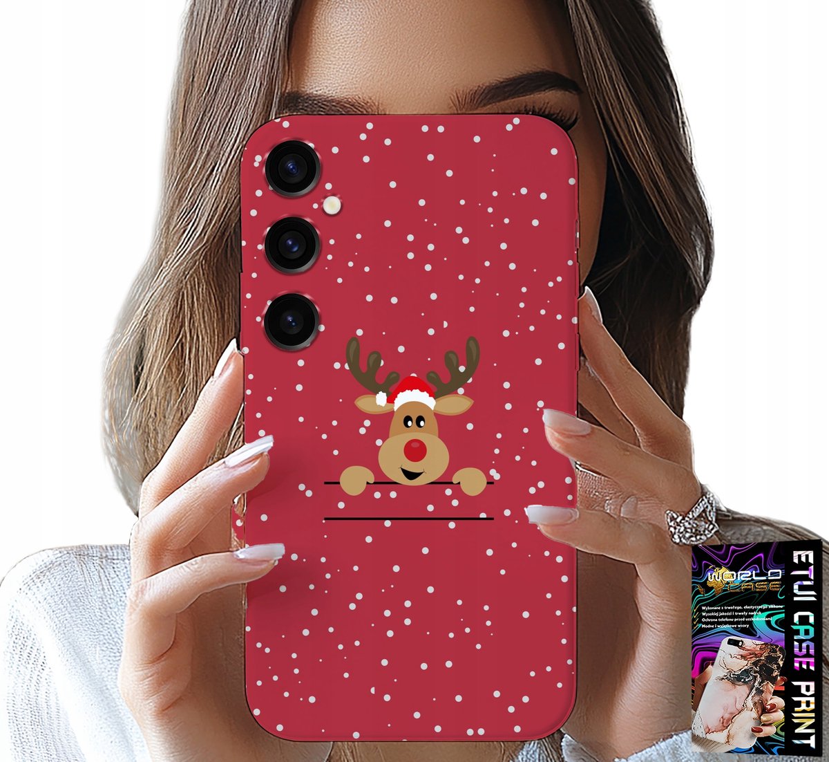 HOESJE VOOR SAMSUNG GALAXY S24 FE - KERSTRENDIEREN EN KERSTMAN + GLAS