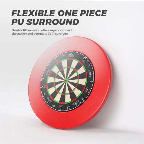 KOTO King Pro + Rood Dartboard Surround, Hoogwaardige dartrand voor alle dartborden, Dart Surround om je darts en muren te beschermen, Eenvoudig te bevestigen. van KOTO — afbeelding 4