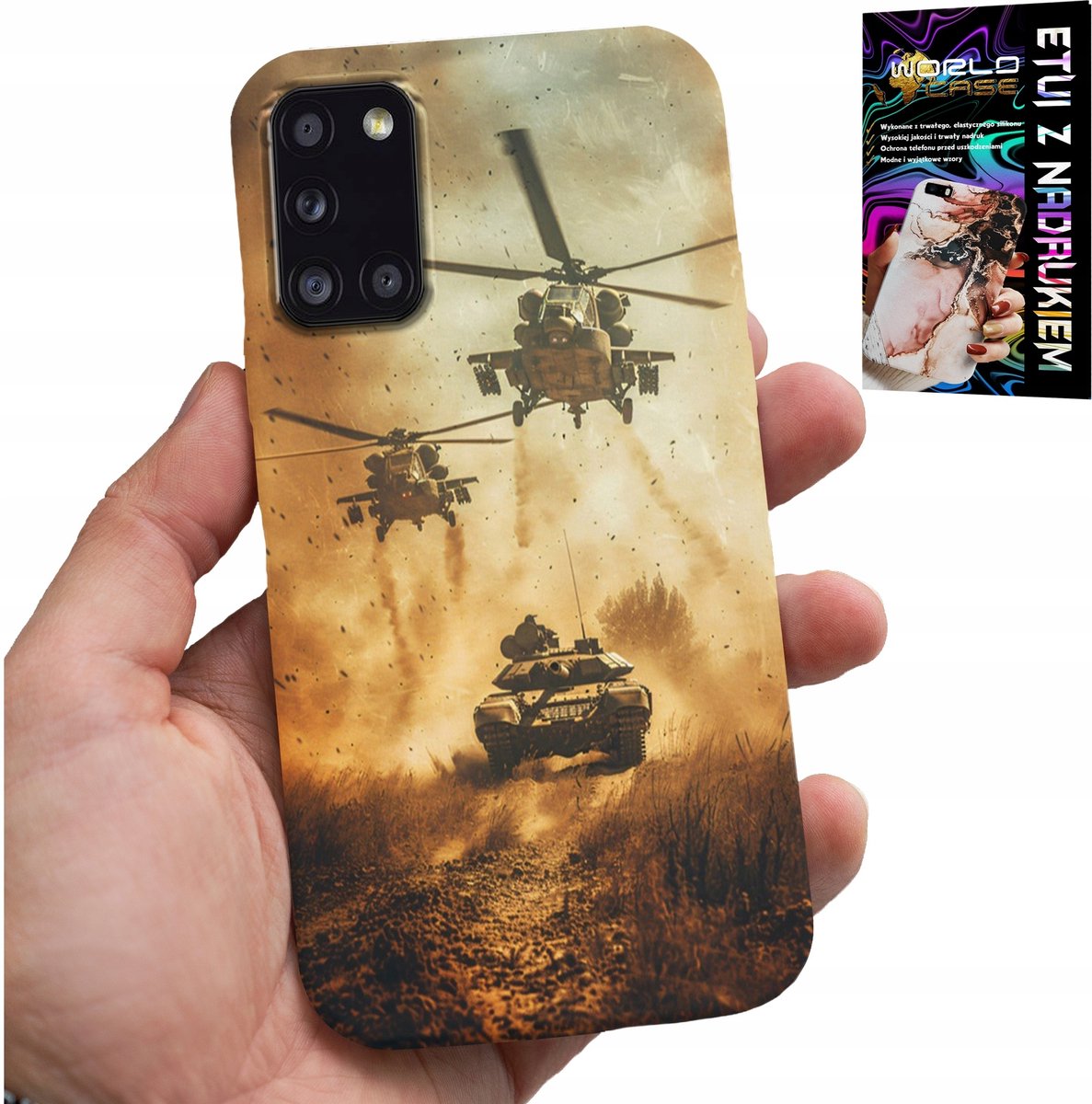 KOFFER VOOR SAMSUNG GALAXY A31 - MILITAIRE HELIKOPTERTANK MILITAIRE KOFFER
