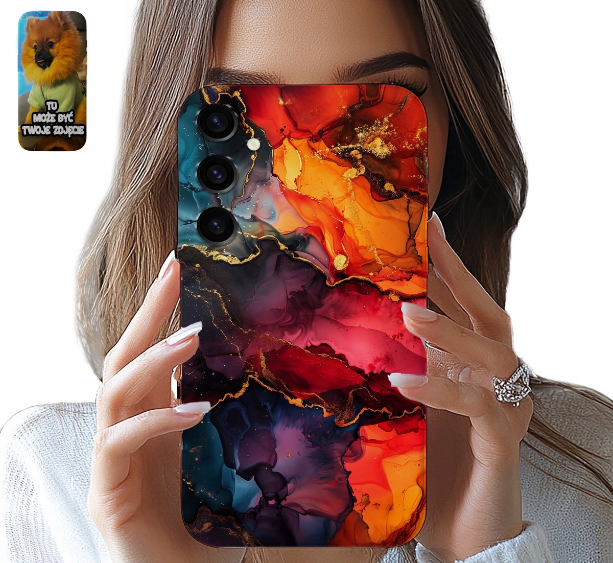 Hoesje voor Samsung Galaxy S24 met elegant marmerpatroon + beschermfolie