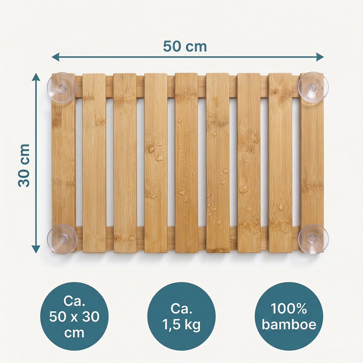 Lomera Douchemat Bamboe Antislip - Badmat - Houten Douchemat - Badkamermat - Saunamat - Bamboe Badmat - Houten Badmat - Bamboemat - Antislip Badmat - Zwembadmat - Voor Bad, Douche, Sauna en Zwembad — cadeau in Wonen & Interieur - foto 3