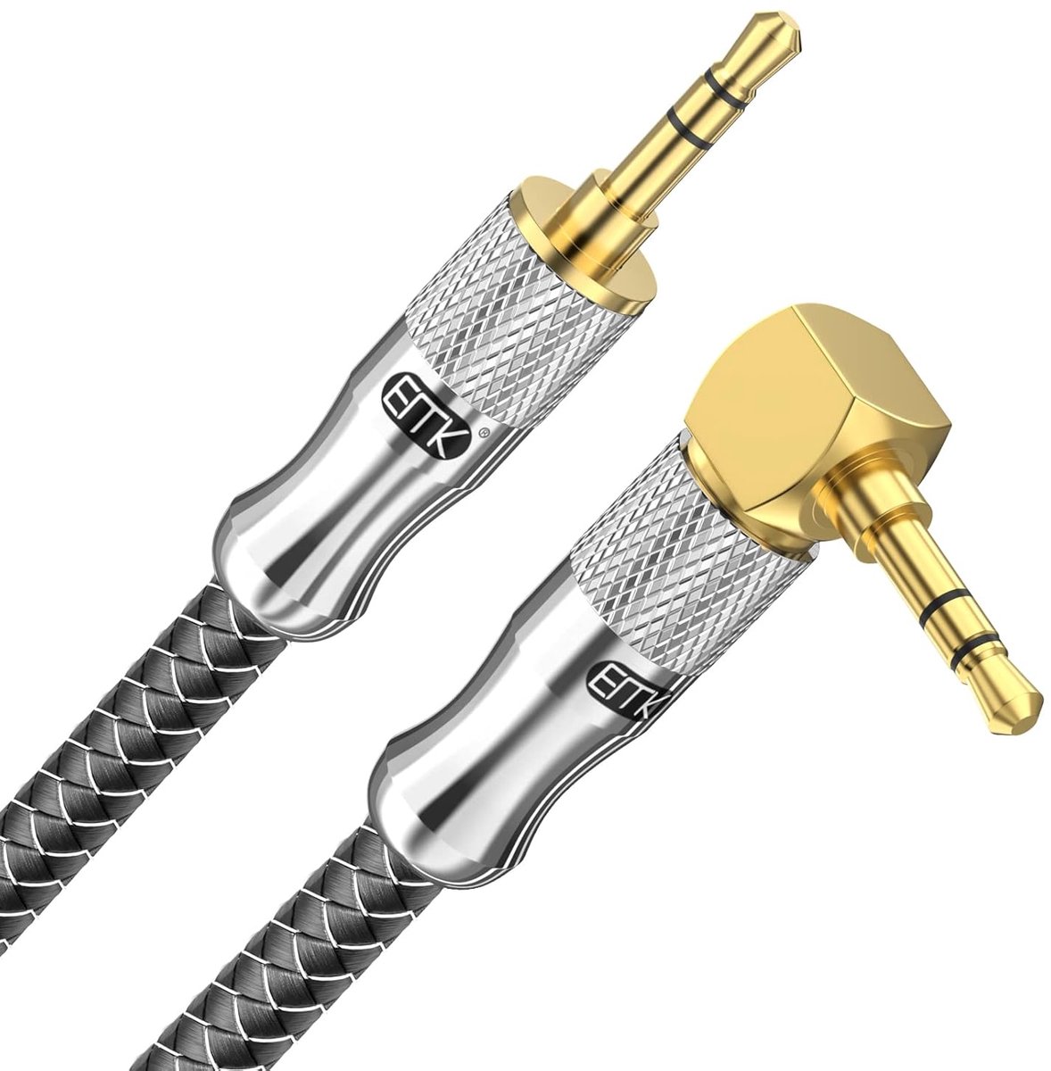 Aux Kabel - Audio Kabel - Muziek Afspelen - 90 Graden Hoek - 3 Meter - Goud