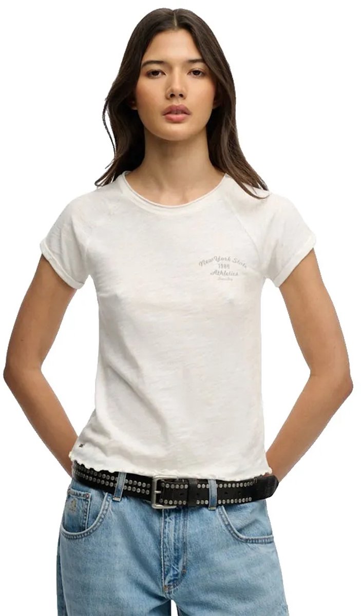 Superdry Athletic Essentials Slub Graphic T-shirt Dames T-shirts Creme