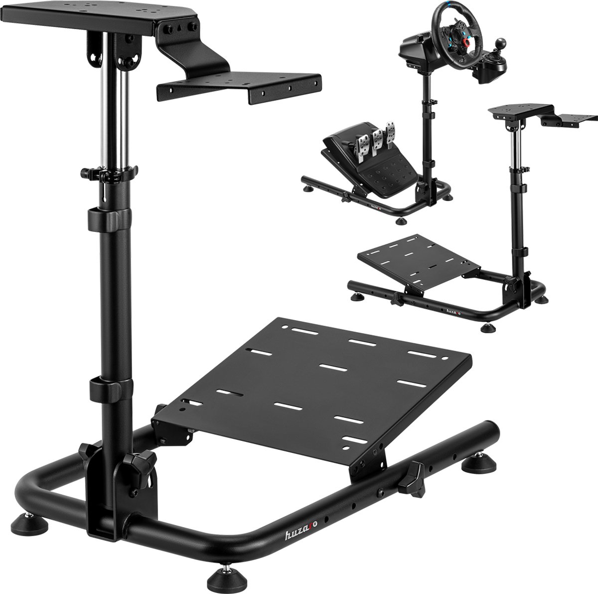 Huzaro Speed 2.0 Racestuurstandaard – Compatibel met Logitech, Fanatec & Thrustmaster – Verstelbaar, Opvouwbaar – Met Shifter Plaat – Zwart