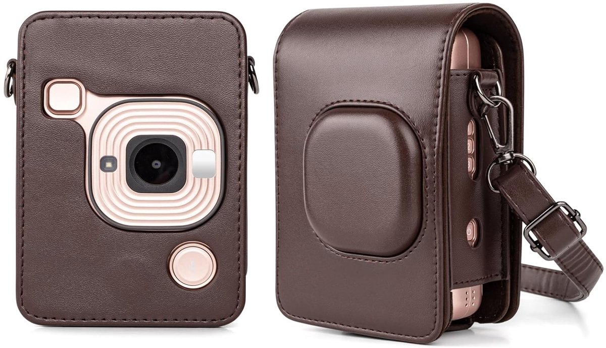 EtuiTab FujiFilm Instax MINI LiPlay - Cameratas - Bruin - Ecologisch Leer - Nekriem