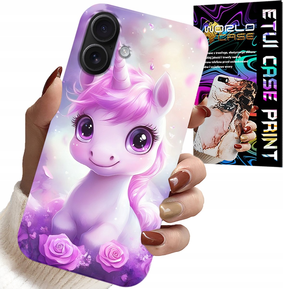 iPhone 16 Plus hoesje - Zoete eenhoorn, kinderhoesjes met patroon