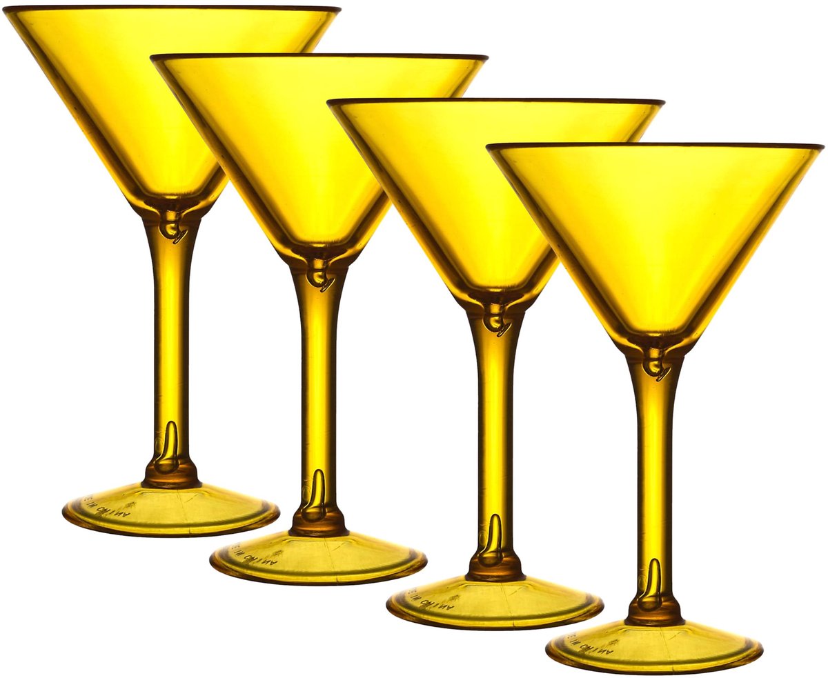 Home Deco Factory Cocktailglas - 4x - geel - kunststof - 24 cl - martini glas