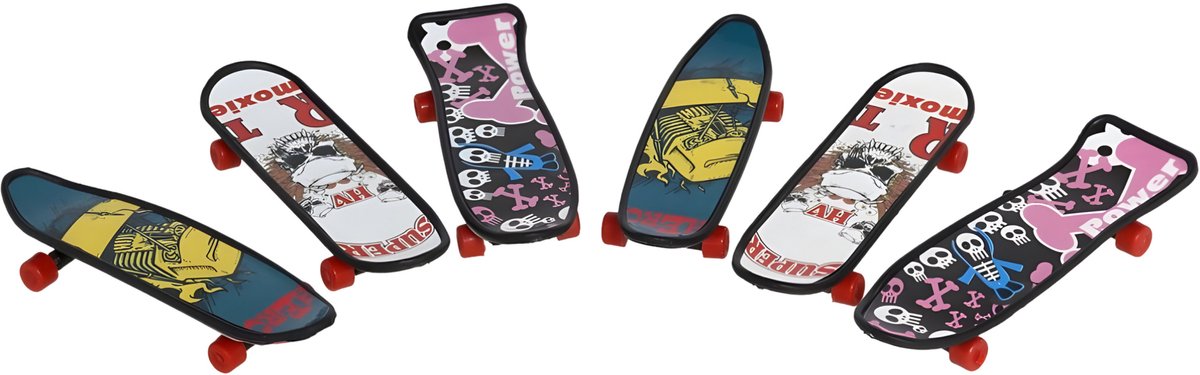 Gerimport Vinger skateboard 24x stuks grafische print 10 x 3 cm uitdeel cadeau Groen