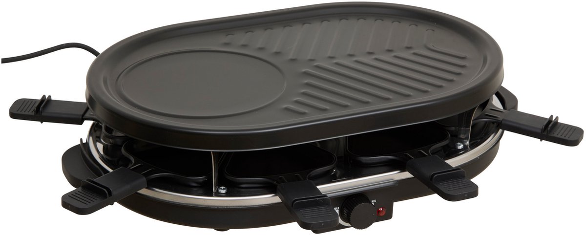 5Five Gourmetstel - 8 personen - 48 x 30 x 12 cm - RVS - zwart - grillplaat / raclette