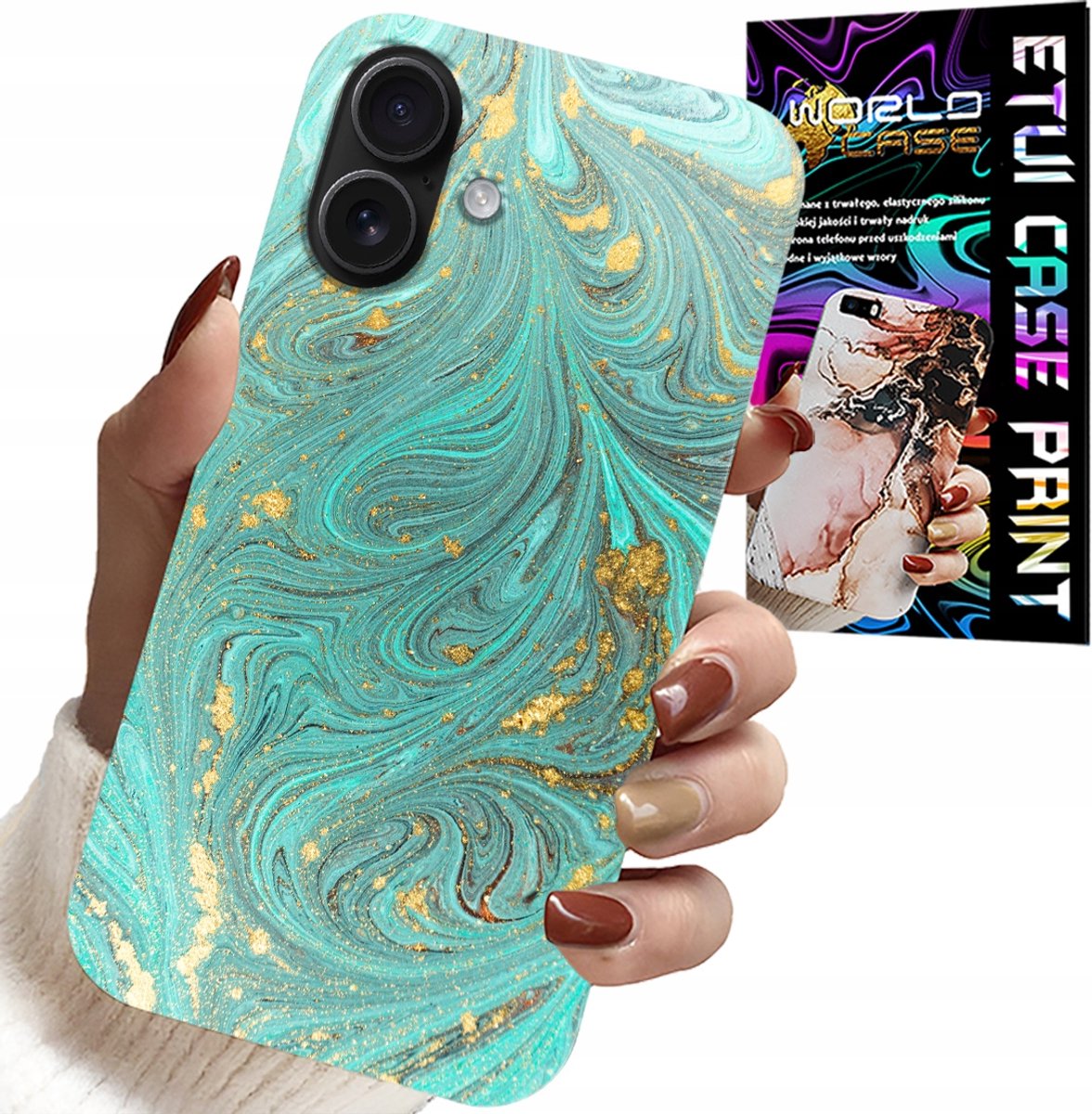 iPhone 16 hoesje - marmerpatroon + gehard glas