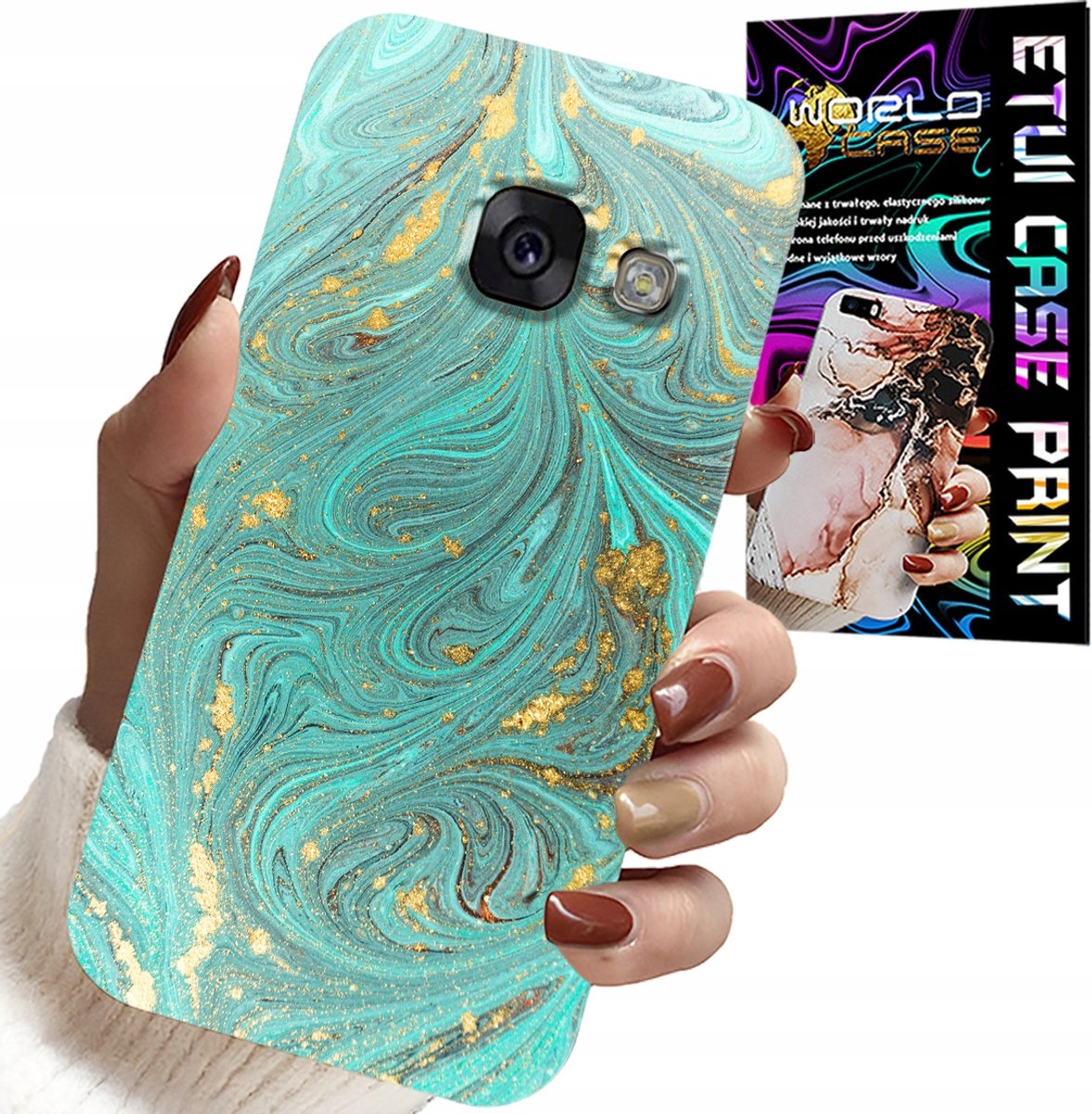 HOESJE VOOR SAMSUNG A5 2017 - MARMERPATROON + GEHARD GLAS