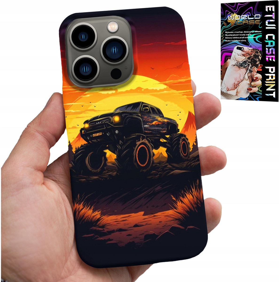 HOESJE VOOR IPHONE 16 PRO - MONSTERTRUCK, VRACHTWAGEN, PATRONEN + GLAS