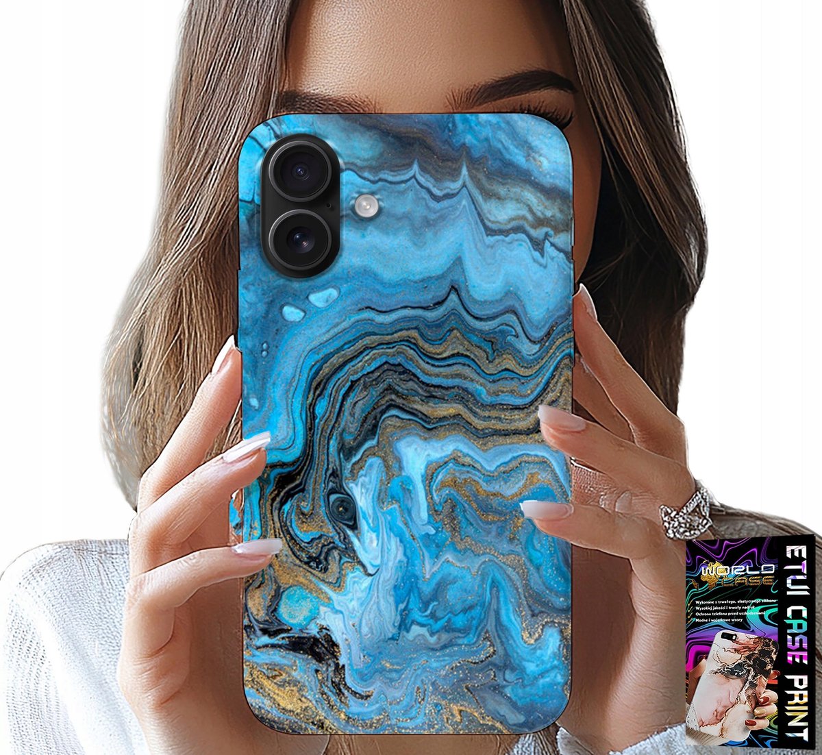 HOESJE VOOR IPHONE 16 PLUS - HOESJE MET MARMERPATROON + FOLIE