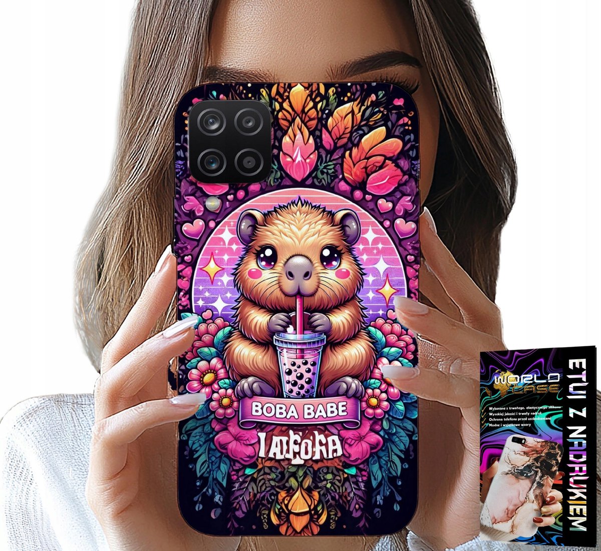 HOESJE VOOR SAMSUNG GALAXY A22 5G - SCHATTIGE CAPYBARA MET SHEIK, SUPER PATRONEN