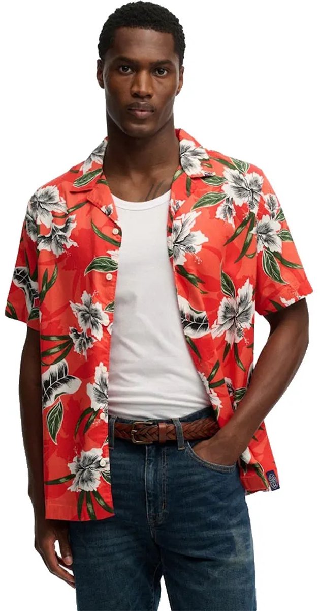 Superdry Hawaiian Print Overhemd Met Korte Mouwen M Man Rood