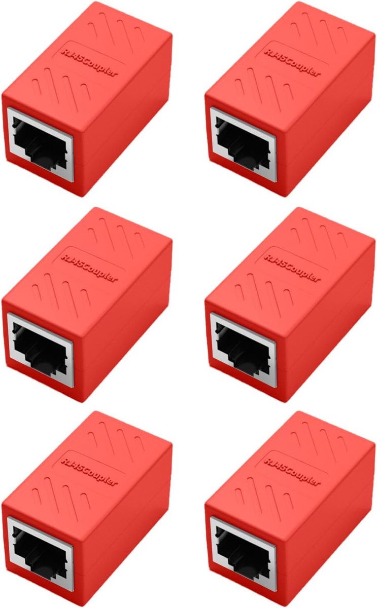 RJ45 Koppelingen - Netwerk Connectoren - Netwerk Uitbreiding - 10 Gbps Snelheid - 6 Stuks - Rood