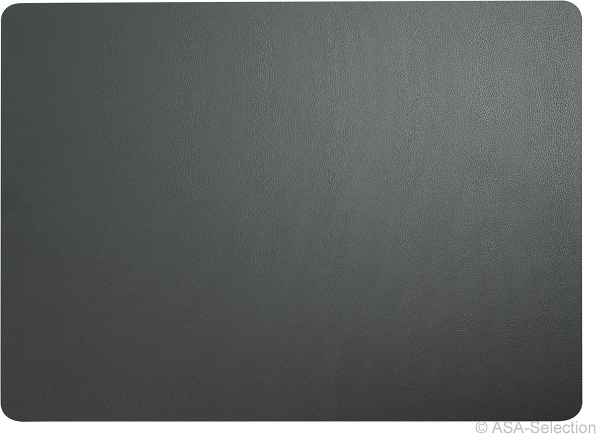 Placemats Set - Onderzetters Tafel - Eettafel Beschermen - Lederlook Glas - 33x46cm - Basalt