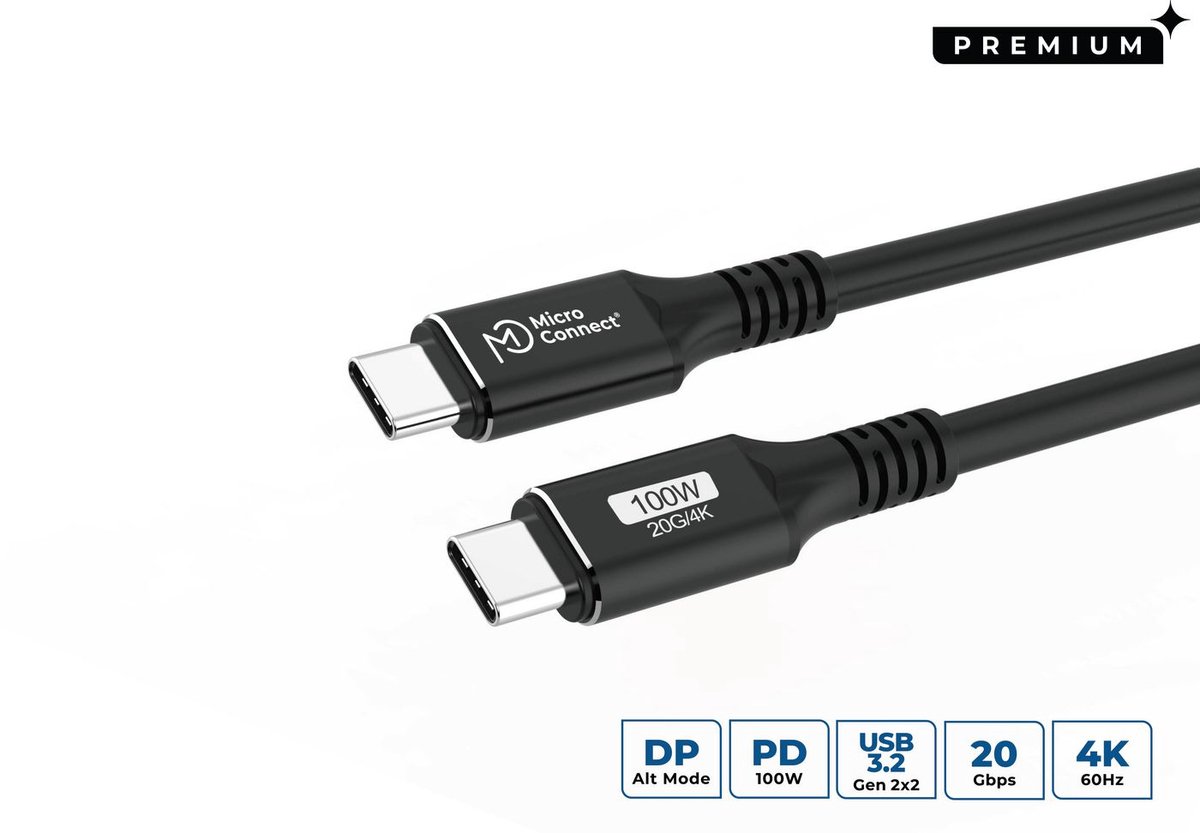 Microconnect MC-USBCC6 USB-kabel USB 3.2 Gen 2x2 6 m USB C Zwart