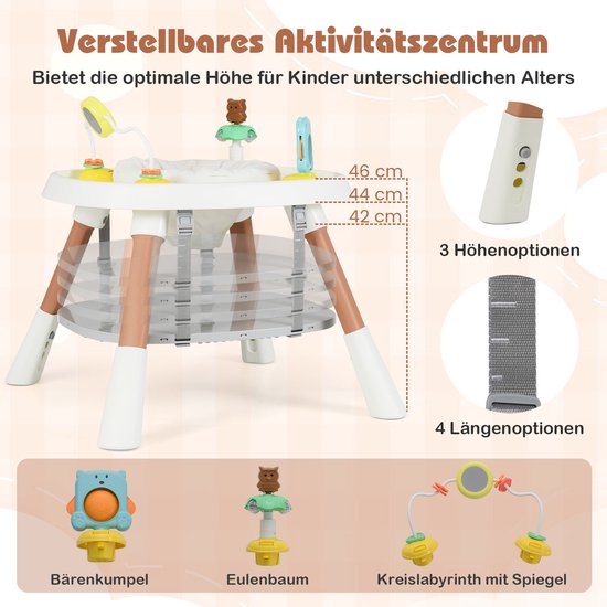 COSTWAY kinderstoel 16 in 1, kinderstoel & speelgoedtafel & bouwblokkenbord & kinderstoel & zitverhoger met afneembaar dienblad, 5-puntsgordel & mand, kinderstoel voor kinderen vanaf 6 maanden (wit) van COSTWAY — afbeelding 3