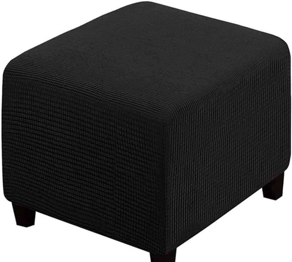 Voetenbankhoes - Poef Beschermer - Meubel Bescherming - Elastische Pasvorm - 90x90 cm - Zwart