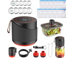 Vacuümsealer Set - Pot Afsluiter - Voedsel Opslag - 3-in-1 Functionaliteit - Automatisch - Zwart