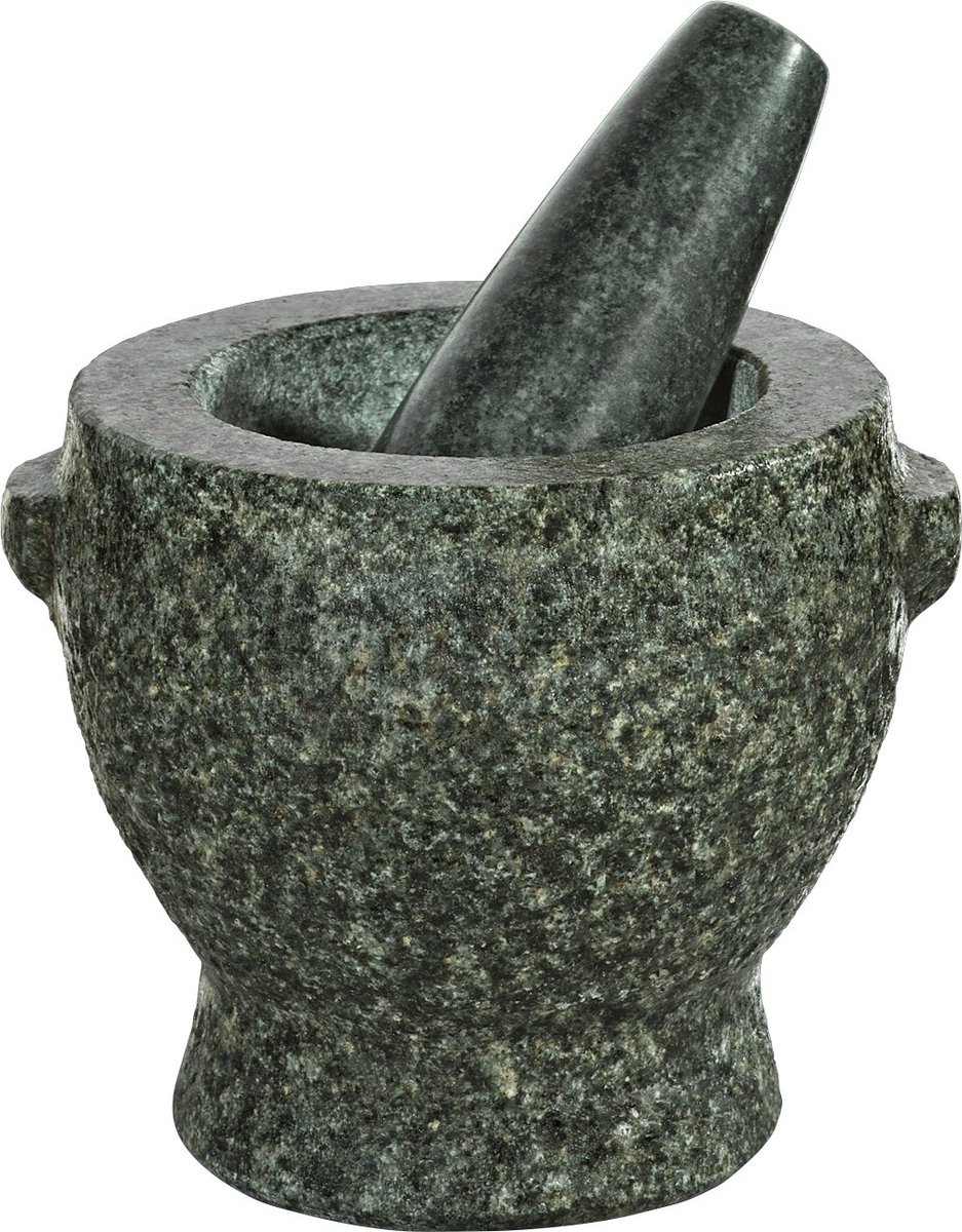 Vijzel en Stamper - Mortier Set - Kruiden Malen - Stevig Materiaal - 10 Cm Diameter - Groen