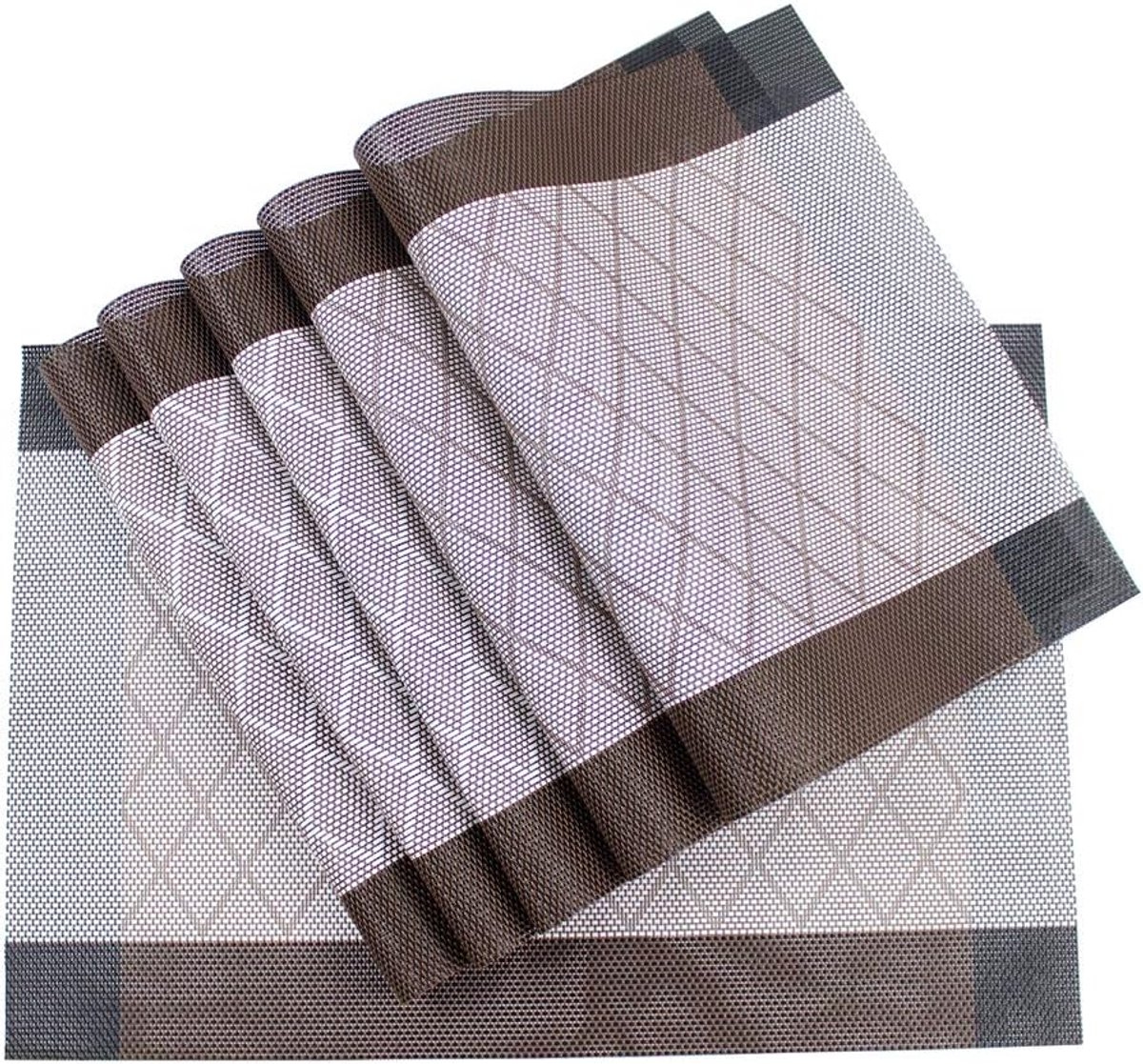 Placemats Set - Tafelmatten Keuken - Bescherming Eettafel - Antislip Wasbaar - 45x30cm - Bruin