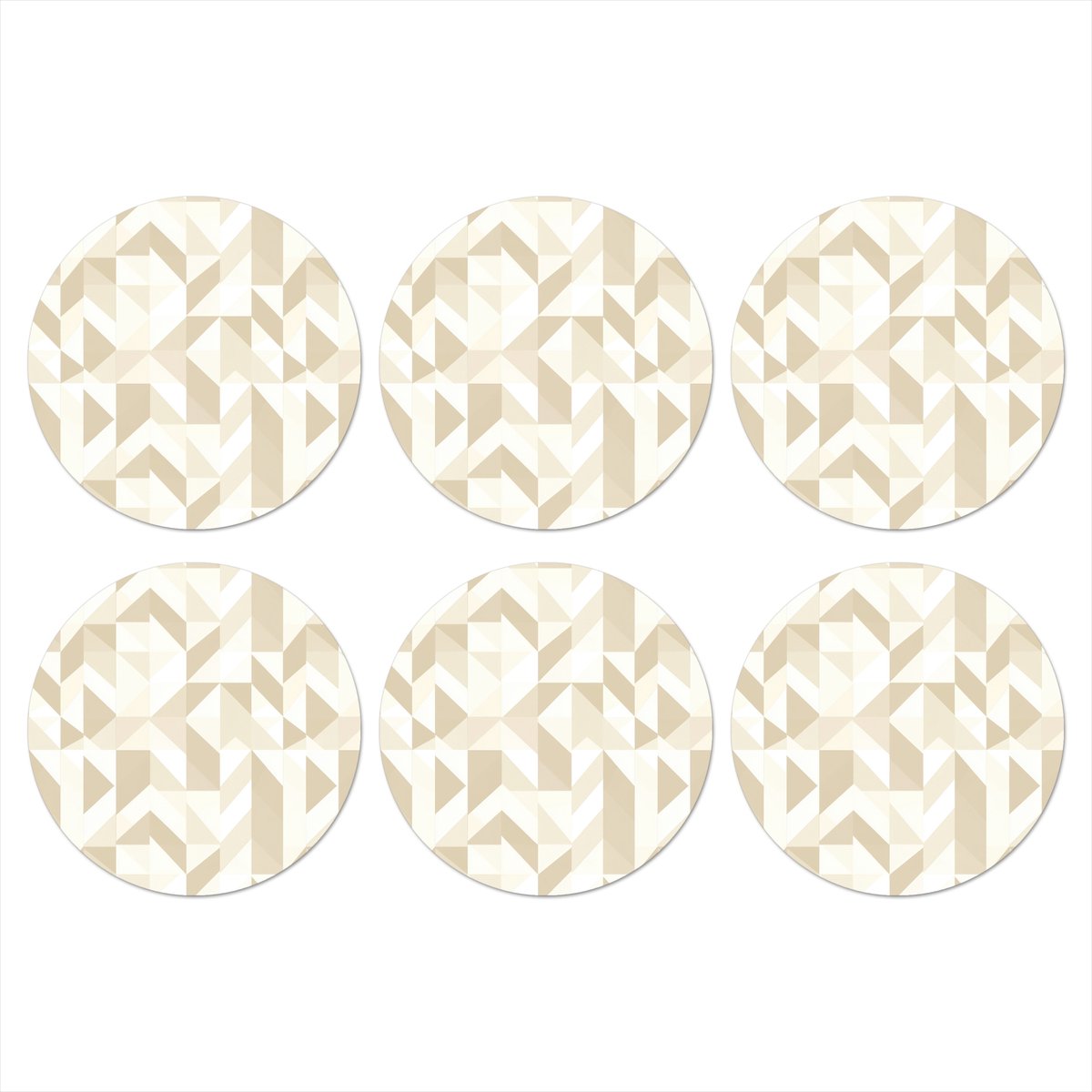 Onderzetters voor glazen - Rond - Modern - Abstract - Beige - 10x10 cm - Glasonderzetters - 6 stuks