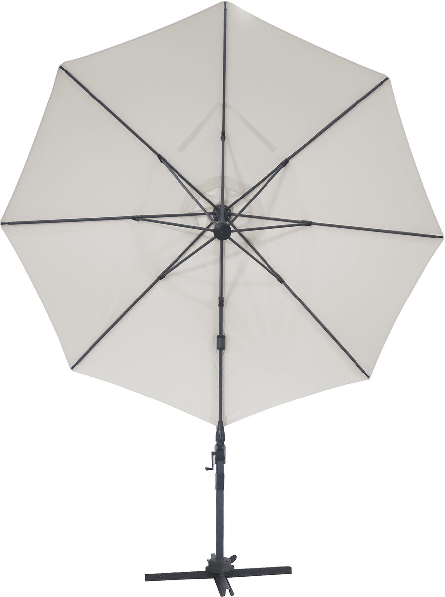 AXI Solis Zweefparasol Ø 300cm Antraciet/beige incl. Hoes – Gepoedercoat frame met kruisvoet – 360° Draaibaar - Kantelbaar – foto 3