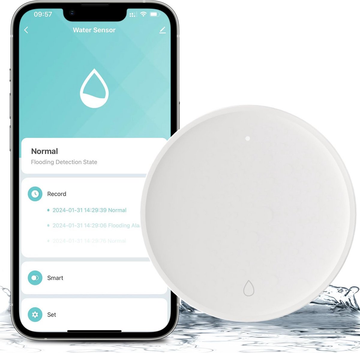 Zigbee Watermelder met Batterij voor Home Assistant en ZigBee2MQTT - Slimme Waterlek Detector