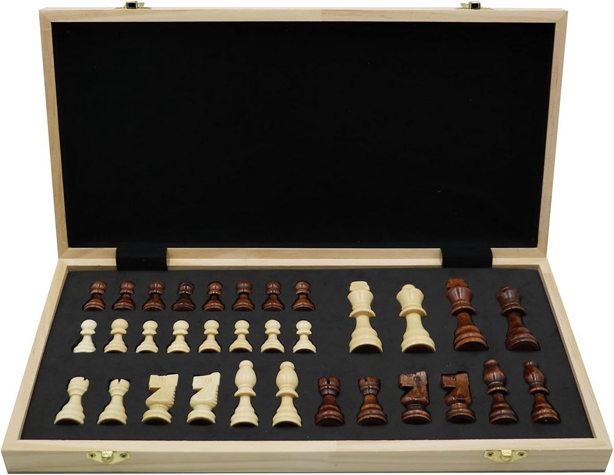 Houten Schaakbord Opvouwbaar - Compleet Schaalspel voor Binnen en Buiten