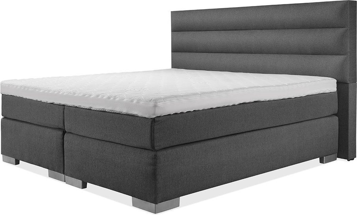 Boxspring Zen - 160x190 - Incl. 3 balken horizontaal hoofdbord - Antraciet