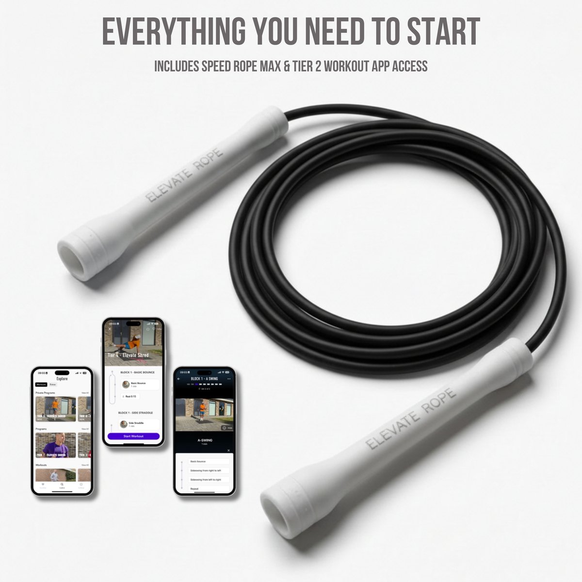 Elevate Rope Professioneel Sport Springtouw - Verstelbare Jump Rope - Touwtje Springen voor Volwassenen en kinderen - Speed rope - Conditie & Kracht - Binnen & Buiten Skipping Rope - Fitness Springtouwen (14 Kleuren) — afbeelding 5