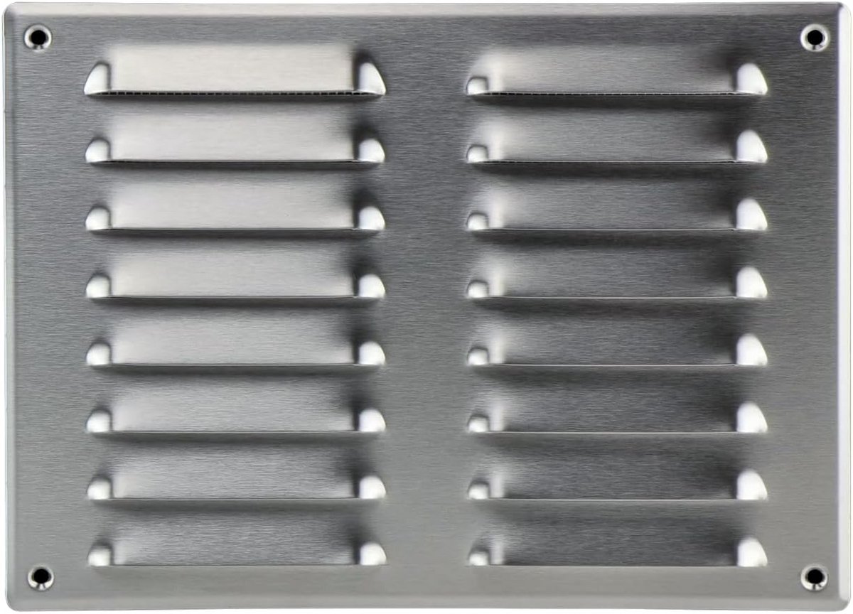 RVS Ventilatie Rooster met Insectenhor 260x190mm - Buitenlucht Rooster