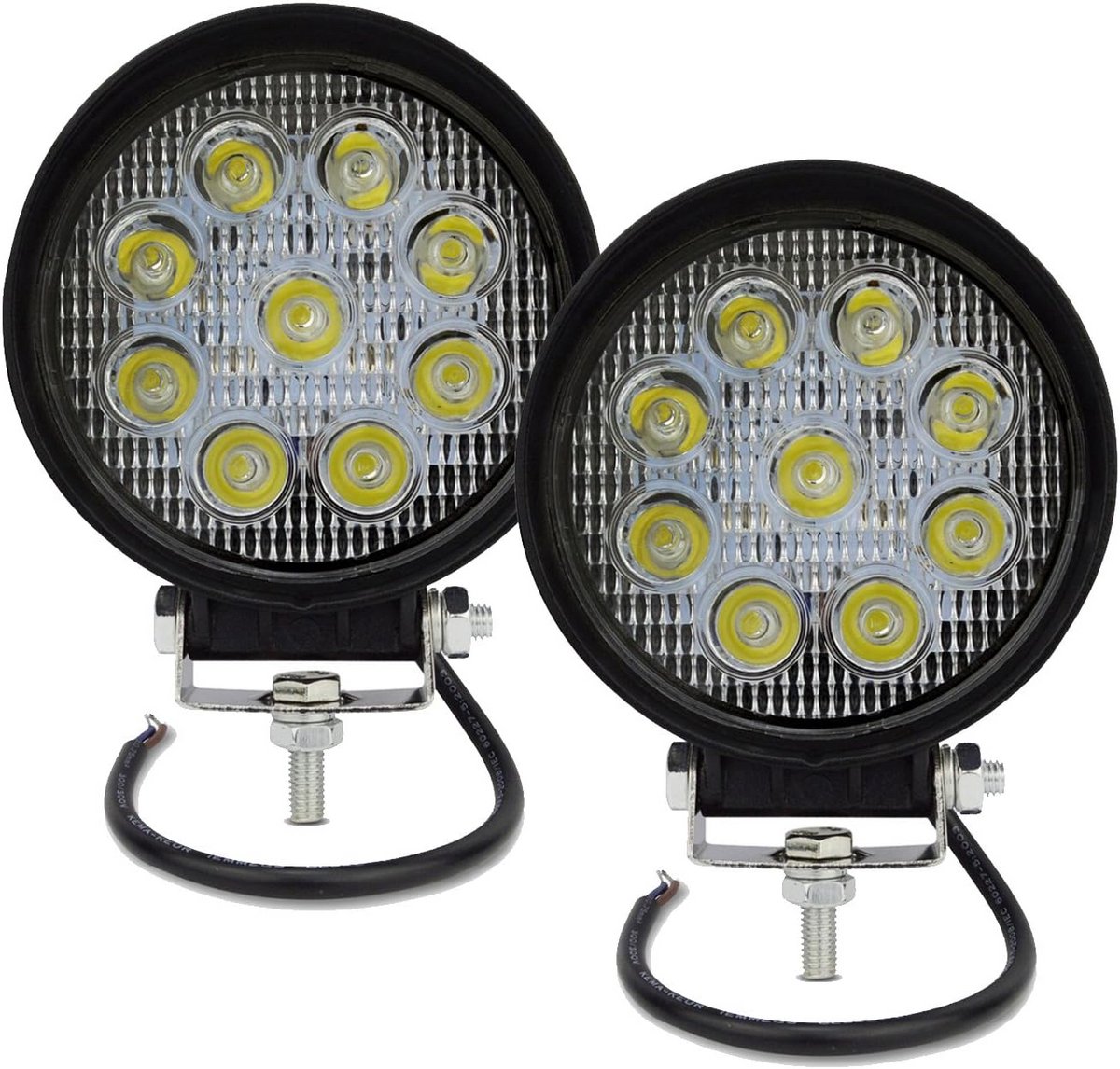 2 Stuks 4 inch Ronde 27W LED Werklampen Flood voor Off-road Truck SUV Rijverlichting 12V/24V